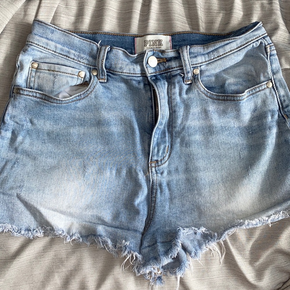 High waisted jean shorts PINK